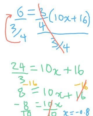 Can i get help with 6=3/4(10x+16)-example-1