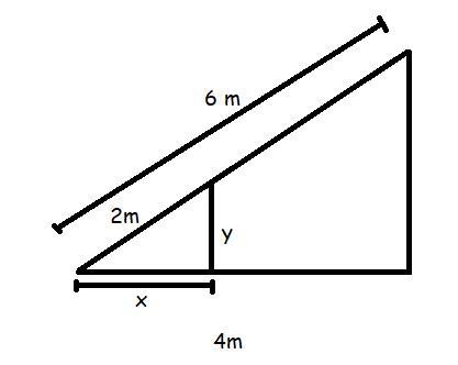 A plank 6m long leans against a vertical wall so that the foot of the plank is 4m-example-1