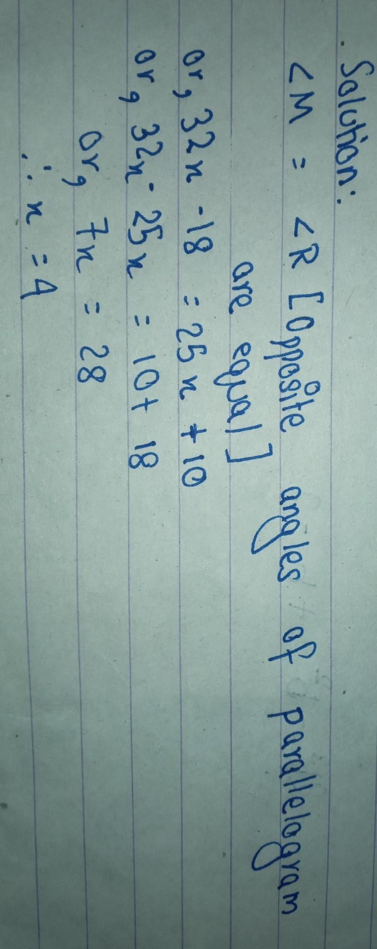 Two angle measures in parallelogram M N R Q are shown. What is the m What is the m-example-1