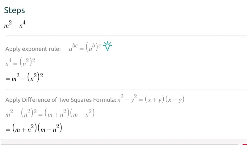 Write in factored form m^2 - n^4-example-1