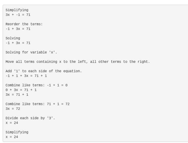 Solve for x. (3x - 1) 71 Equation= x=-example-1