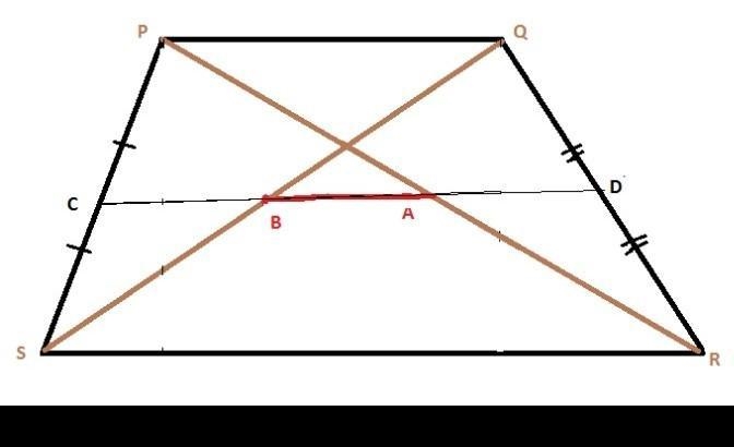 In the given trapezium PQRS , A and B are the mid - points of the diagonals QS and-example-1