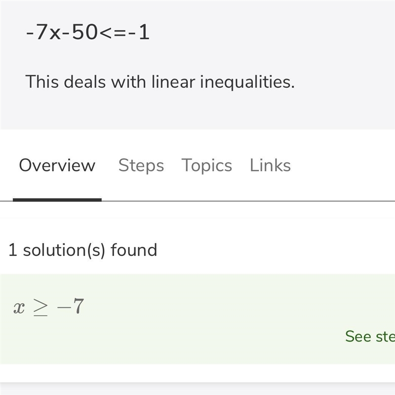 −7x−50≤−1 and −6x+70>−2-example-1