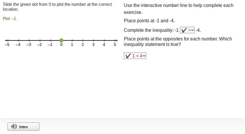 Use the interactive number line to help complete each exercise. Place points at -1 and-example-1