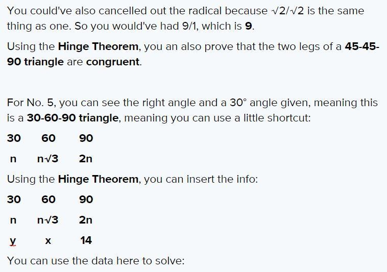 PLEASE HELP ME ASAP??!! Find the missing side lengths using your notes on the 45-45-90 and-example-3