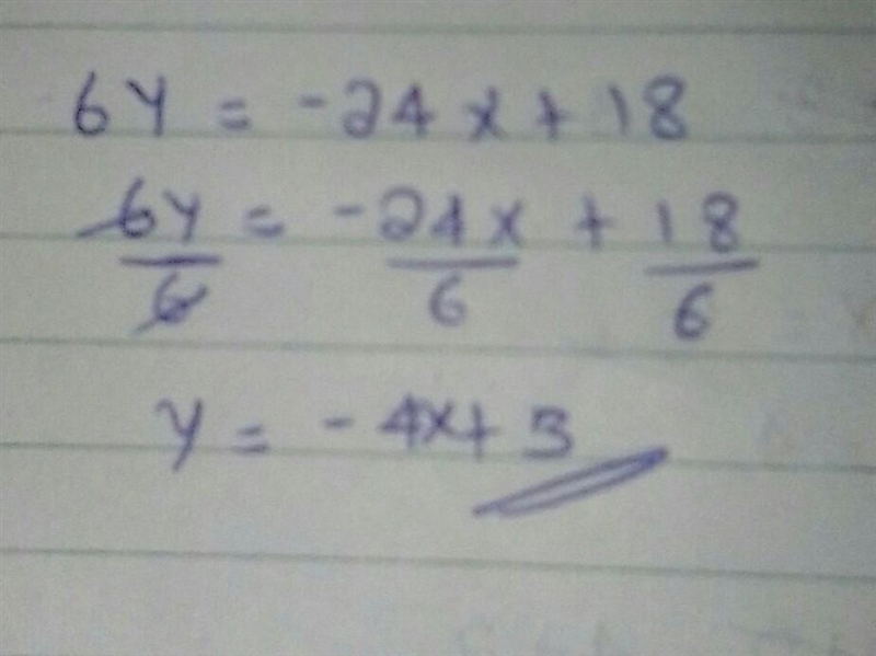 Rewrite the equation in y=mx+b form 6y=-24+18p-example-1