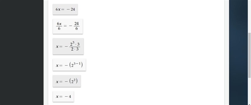 6x = -24 Solve for x. *Please click on "show your work" to set up the problem-example-1