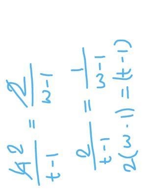 If in the equation [ 4/t-1 = 2/w-1 ] t ≠ 1 and w ≠ 1, then t = a) 2w-1 b) 2(w-1) c-example-1