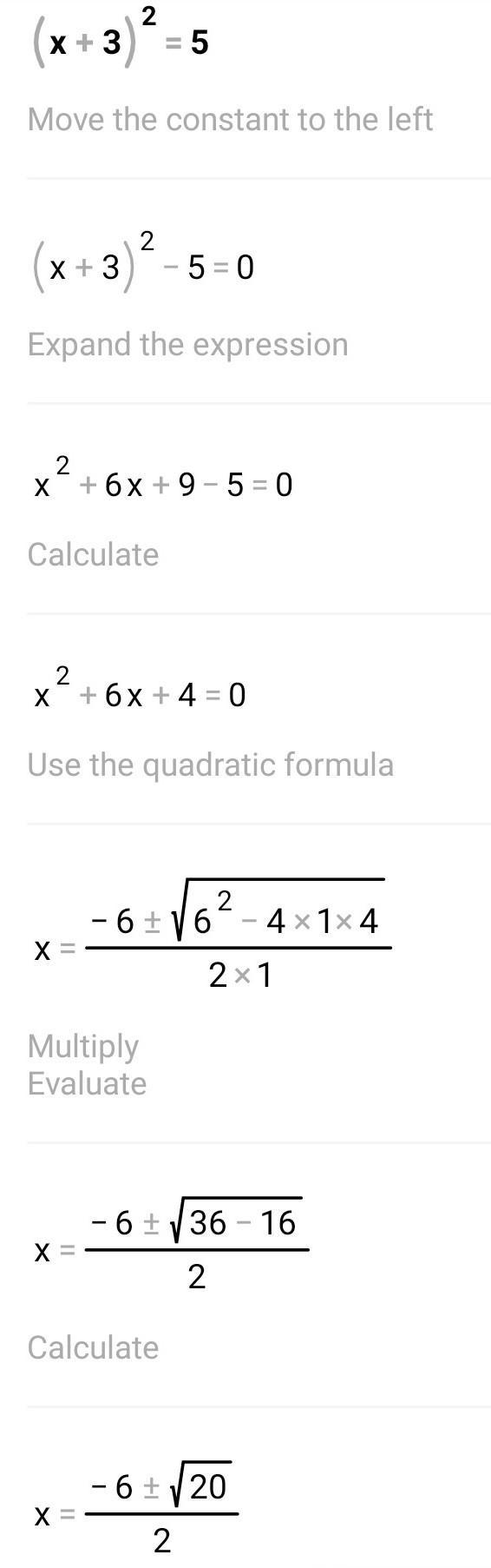 Can x = 2i be a "solution" for (x+3)^2 =5-example-1