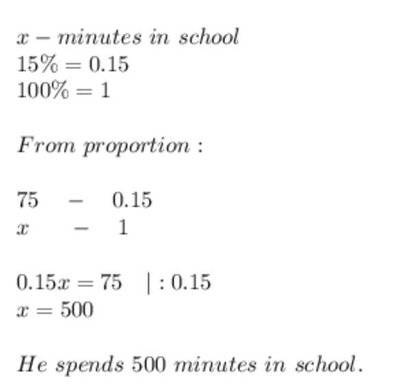 Kena calculates that she spends 15% of a school day in science class. If she spends-example-1