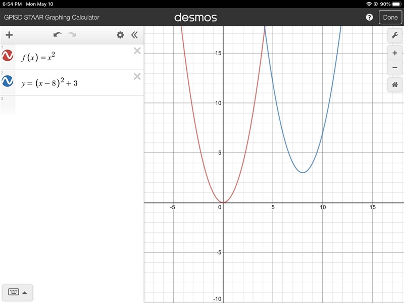 Create an equation that matches the following transformations: A horizontal shift-example-1