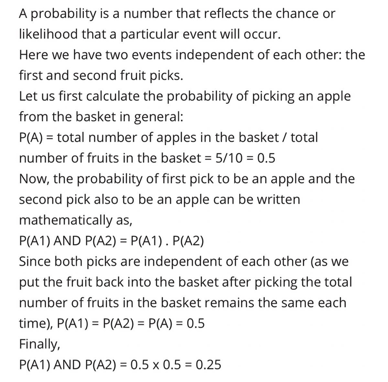 A basket contains five apples and eight peaches. You randomly select a piece of fruit-example-1