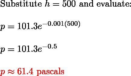 At a constant temperature, the atmospheric pressure p in pascuals is given by the-example-1