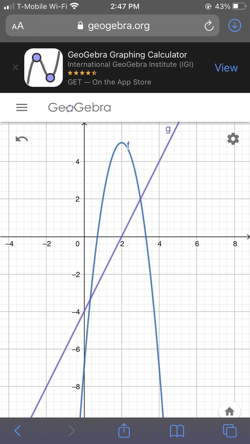 7. Use GeoGebra to find the solutions to the following system of equations. y = -3(x-example-2