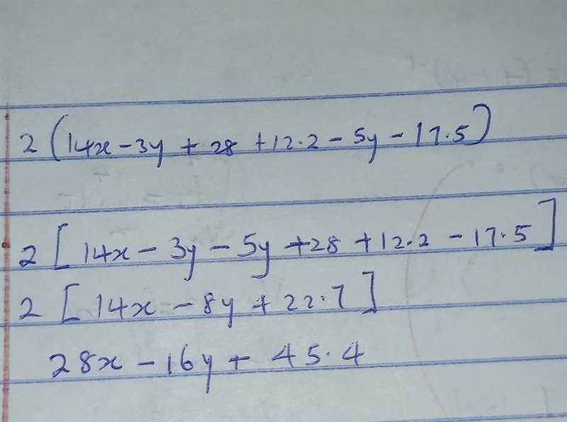 Which expression is equivalent to 2(14x-3y+28+12.2-5y-17.5)-example-1