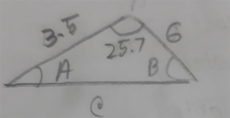 Calculate the unknown sides and angles of the triangle ABC given. Given the final-example-1