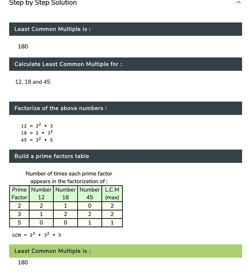 What is the least common multiple of 12, 18, and 45?-example-1