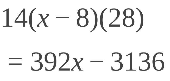 Solve the inequality 14(x - 8) 28.-example-1