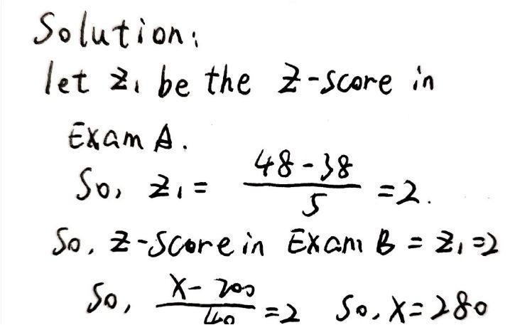 Kaylee earned a score of 48 on Exam A that had a mean of 38 and a standard deviation-example-1