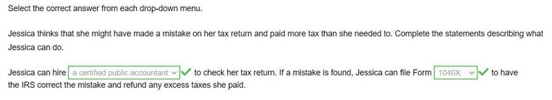 Jessica thinks that she might have made a mistake on her tax return and paid more-example-1