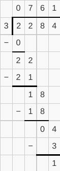 Long Divison : 3 divided by 2,284 = and don't forget the remainder of it all-example-1