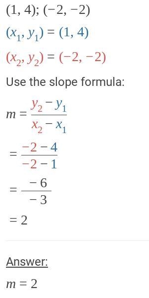 Write an equation for the line that passes through (1,4) and (-2,-2)-example-1