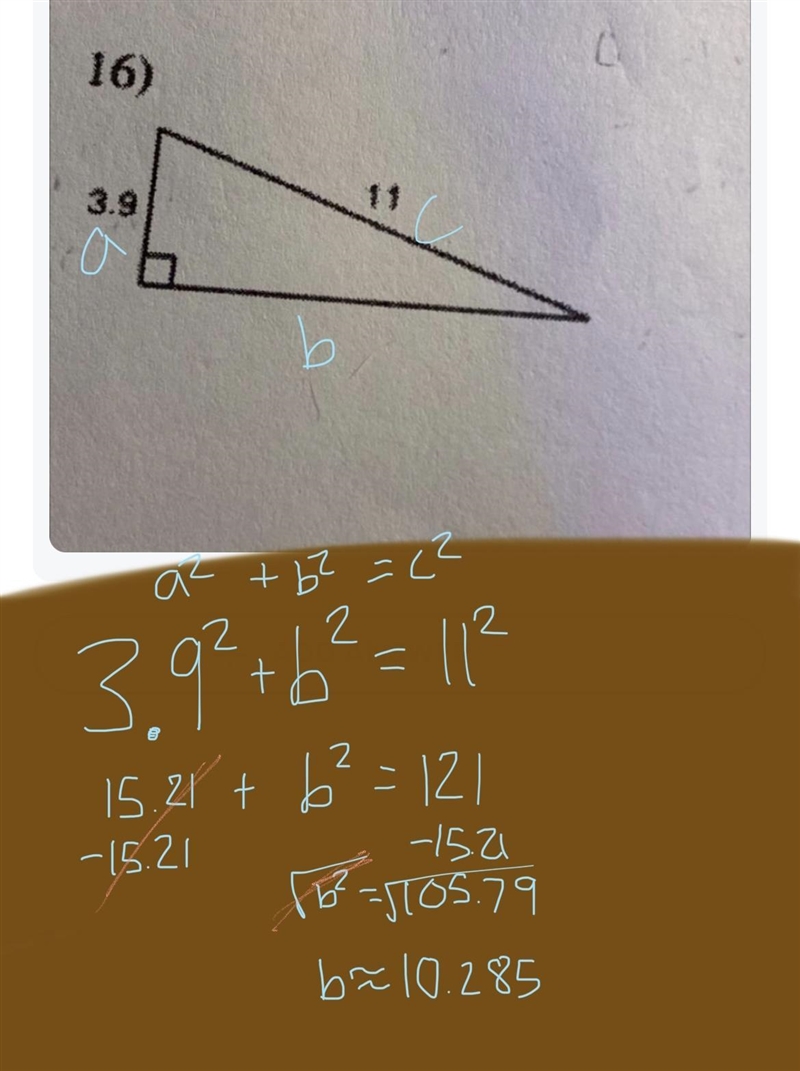 (Pythagorean theorem) find the missing side length. Round to the nearest hundredth-example-1