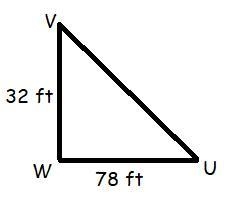 In ΔUVW, the measure of ∠W=90°, VW = 32 feet, and WU = 78 feet. Find the measure of-example-1