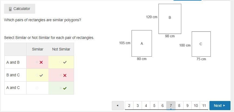 120 cm B Which pairs of rectangles are similar polygons? Select Similar or Not Similar-example-1