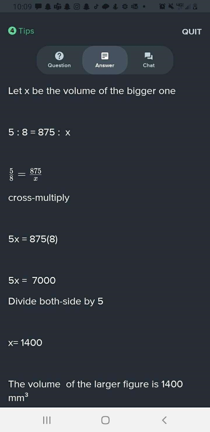 Two figures have a similarity ratio of 5:8. If the volume of the smaller figure is-example-1