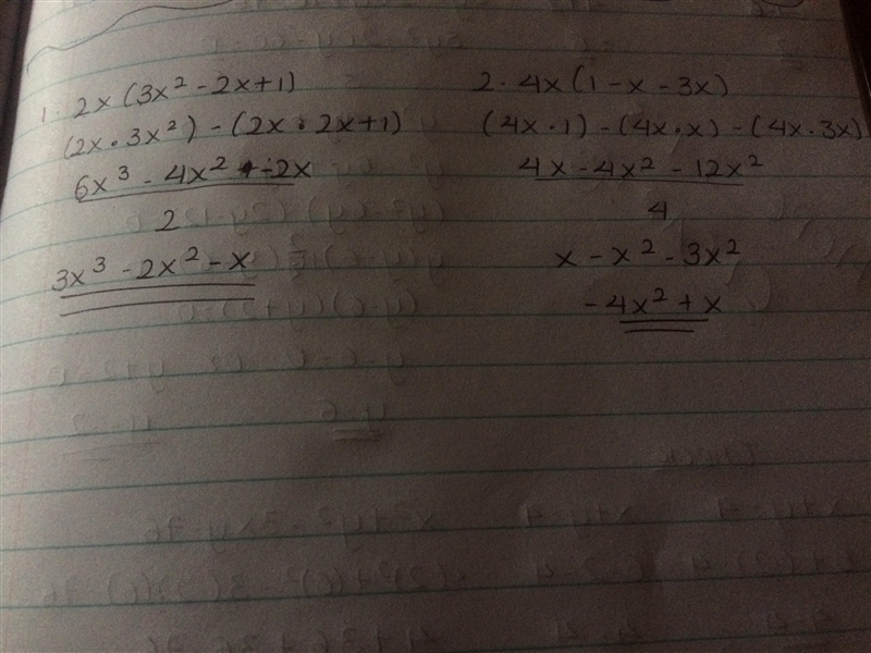 1)2x(3x^2-2x+1) 2)4x(1-x-3x)-example-1