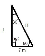 Find the lengths of the hypotenuse and the longer side in a 30 60 90 triangle where-example-1