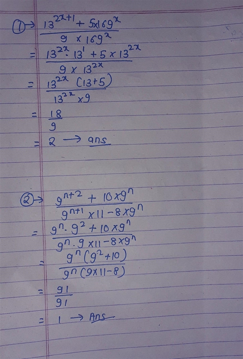 [ INDICES]- Simplify : 1. \large{ \tt{\frac{ {13}^( \: 2x + 1) - 5 * {169}^(x) }{9 * {169}^(x-example-1