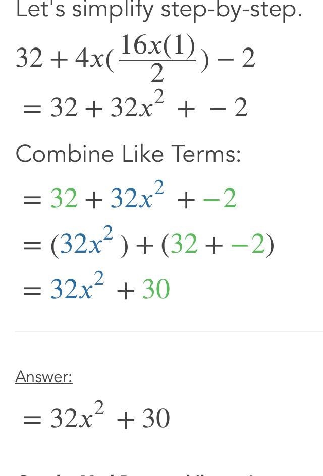 32+4 X (16 X 1/2) -2-example-1