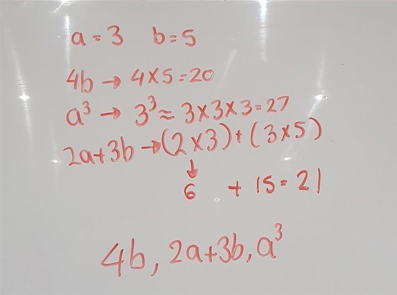 Put these expressions in order of size, from smallest to larg- est, when a = 3 and-example-1