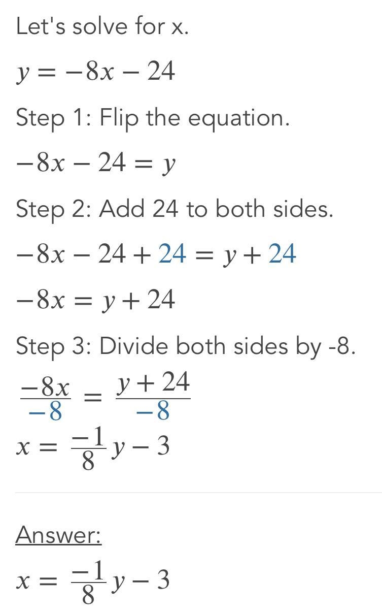 Solve the system by substitution.y=-8x-24-example-1