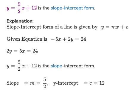 What is 5x-2y= -4 in slope intercept form-example-1