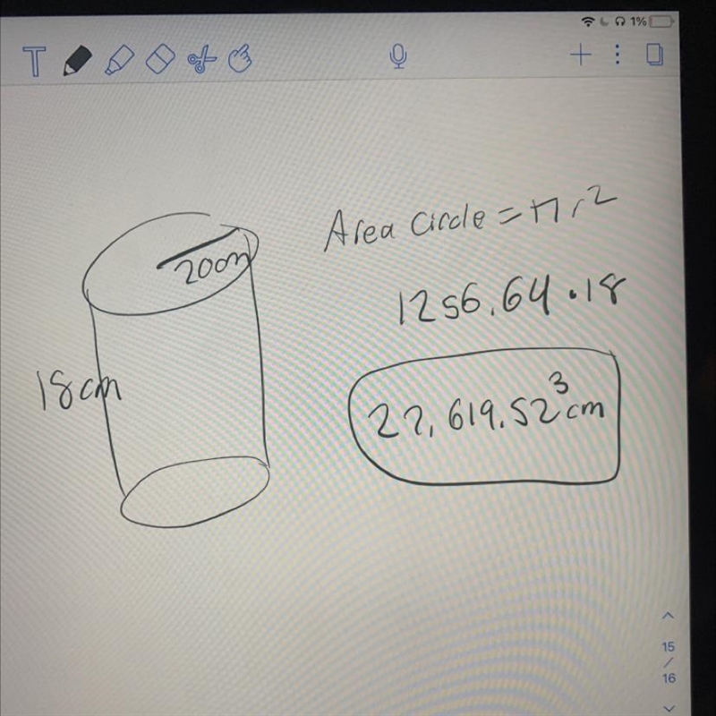 A conical flask has a diameter of 20 centimeters and a height of 18 centimeters. Find-example-1