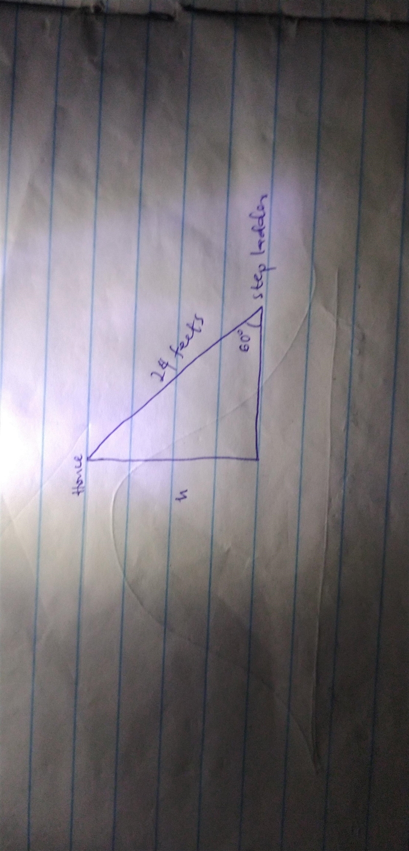 A stepladder has an angle of elevation of 60° with the front of the house. The length-example-1