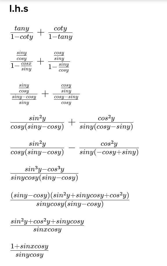 Help help Prove the following: \sf( \tan( \theta) )/(1 - \cot( \theta) ) + ( \cot-example-1