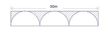 Three semicircles are placed in a rectangle, as shown below. The length of the rectangle-example-1