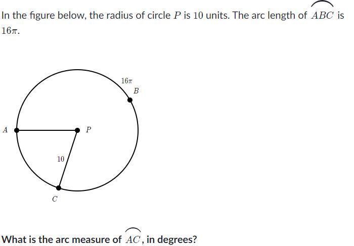 What is the arc measure of \stackrel{\LARGE{\frown}}{AB} AB ⌢ A, B, start superscript-example-1