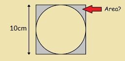 The square has a side length of 10 ft and the circle inside the square has a diameter-example-1