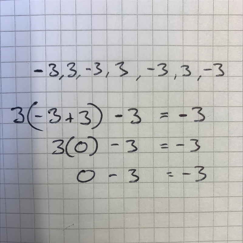 Find the sum of the first seven terms -3,3,-3,3. Show your work.-example-1