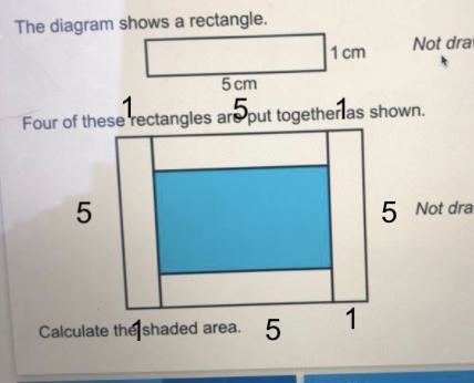 The diagram shows a rectangle. 5cm 1cm four of these rectangles are put together as-example-1