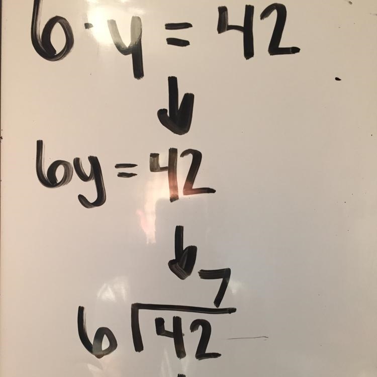 Write an expression that represents 42 is the product of 6 and y No explanation needed-example-1