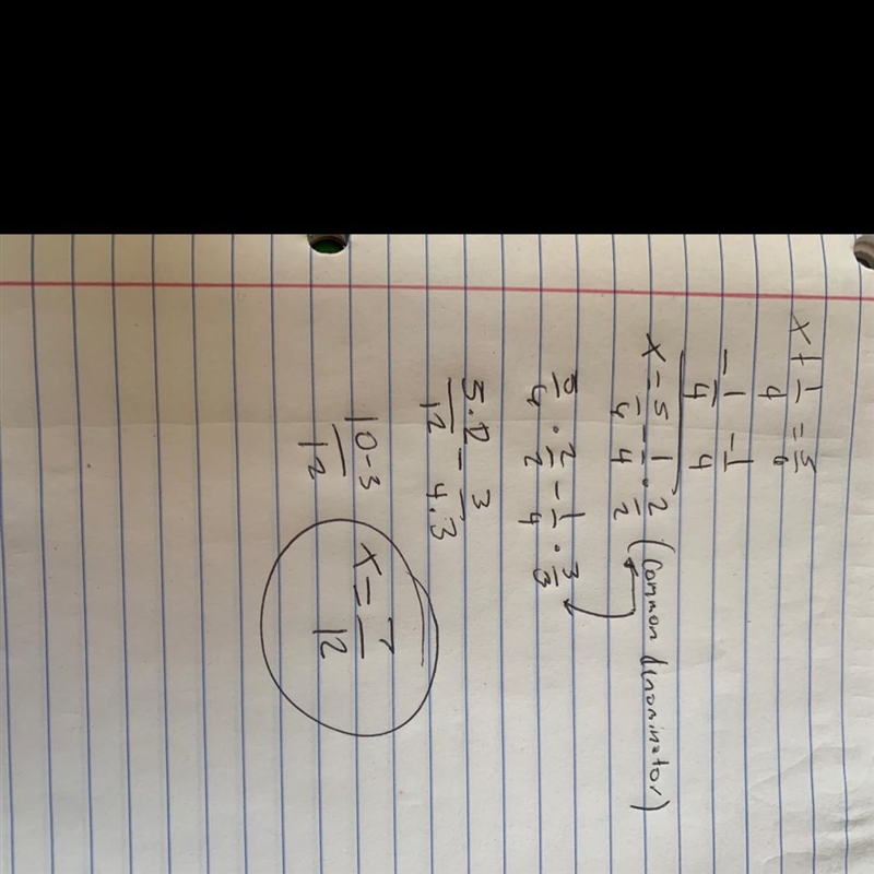 X + 1/4 = 5/6 solve the equation for x-example-1