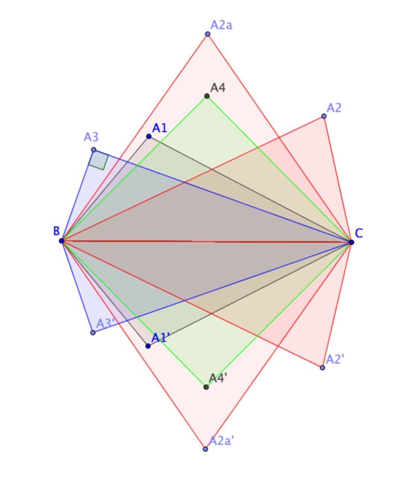 Reflect Triangle ABC in BC. What kind of figure will result? How would your answer-example-1