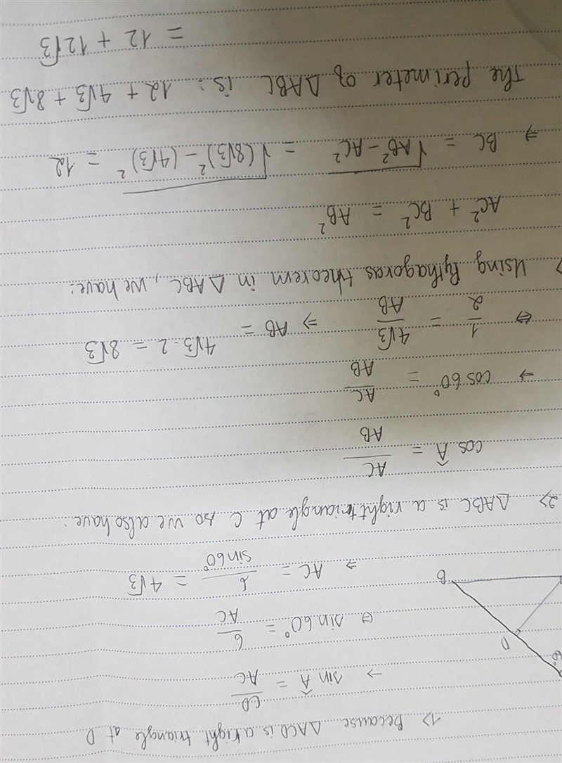 ΔABC is a right triangle. CD is the altitude of the hypotenuse AB. If m∠A=60 and CD-example-1