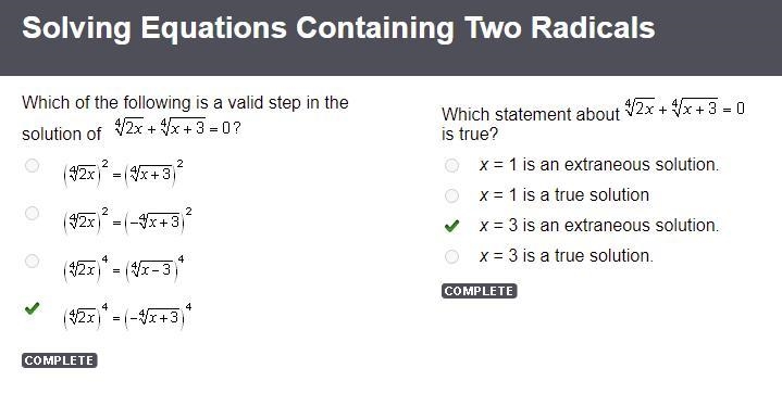 Which statement about is true? X = 1 is an extraneous solution. X = 1 is a true solution-example-1